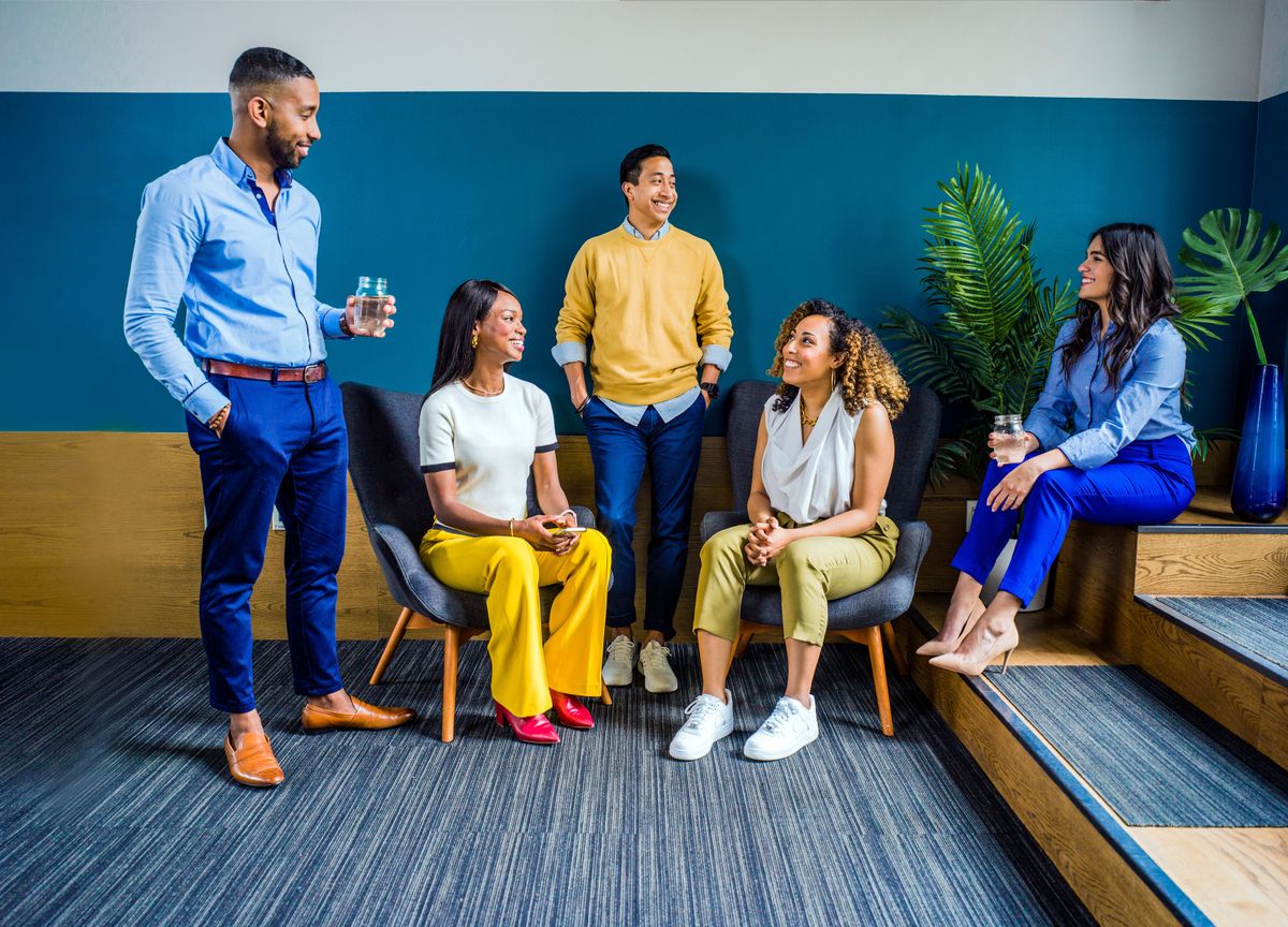 A conversation circle at a meetup